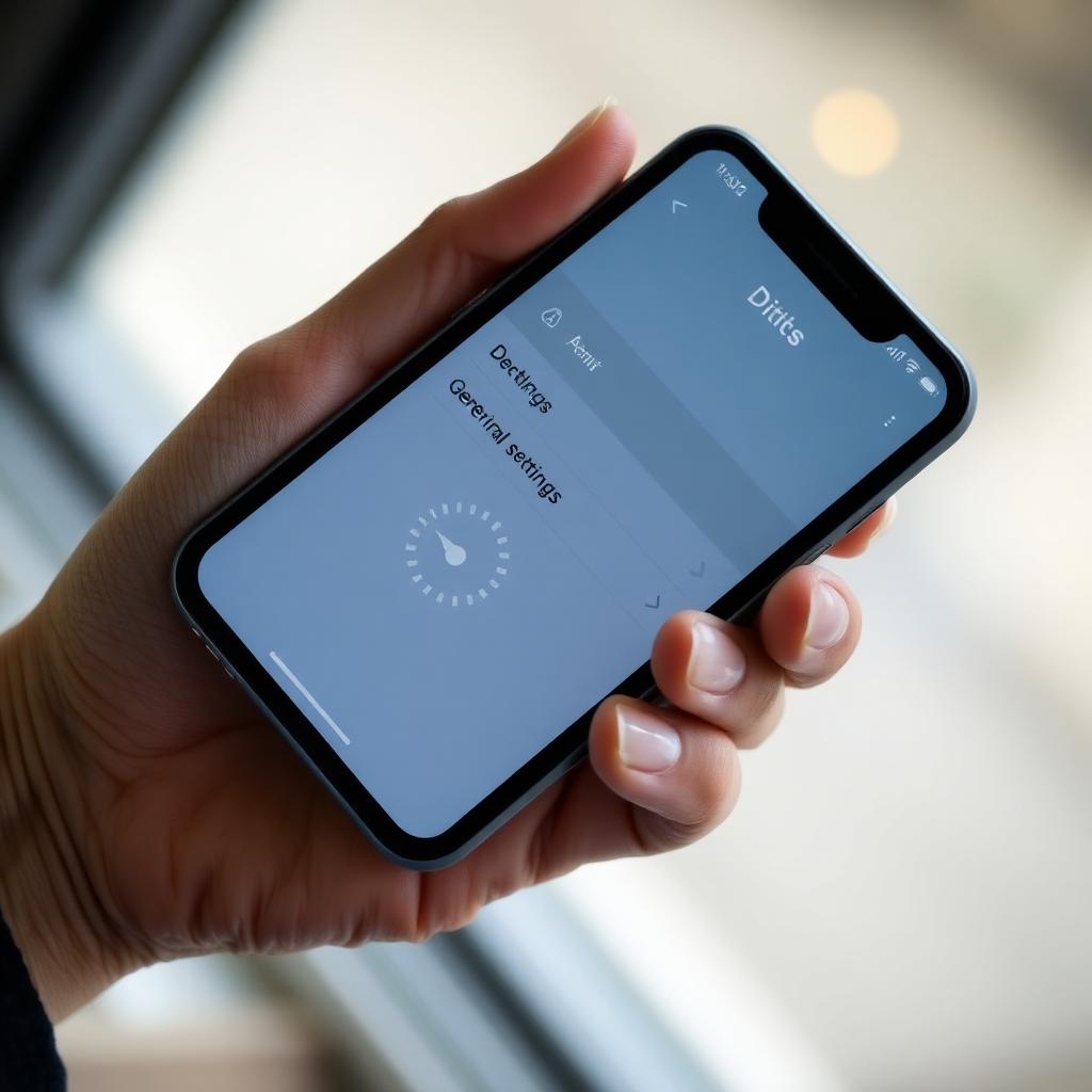 A hand holding a phone showing a generic browser settings panel with a privacy gauge