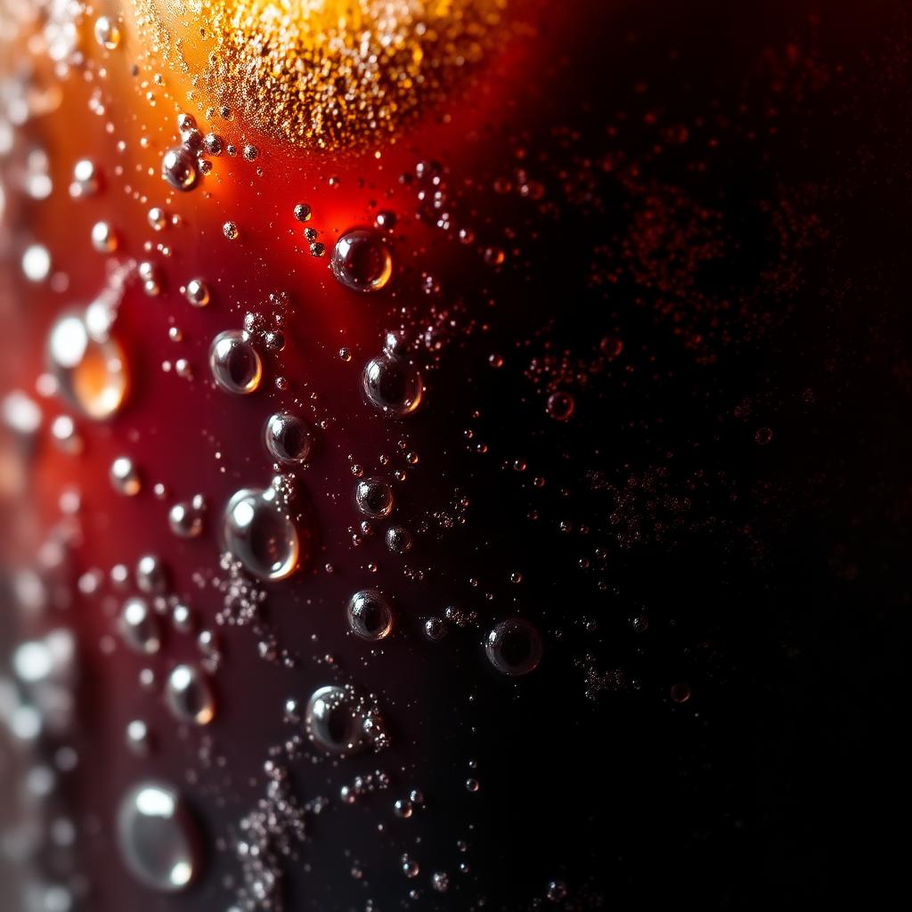 Close-up of golden bubbles rising through a clear caffeinated drink, illustrating the light stimulant kick of a Refresher