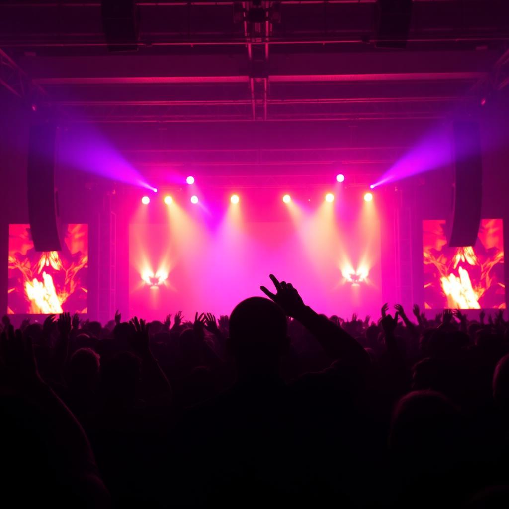 Concert audience silhouetted against stage lights at a Lionel Richie and Earth Wind and Fire Sing A Song All Night Long Tour performance