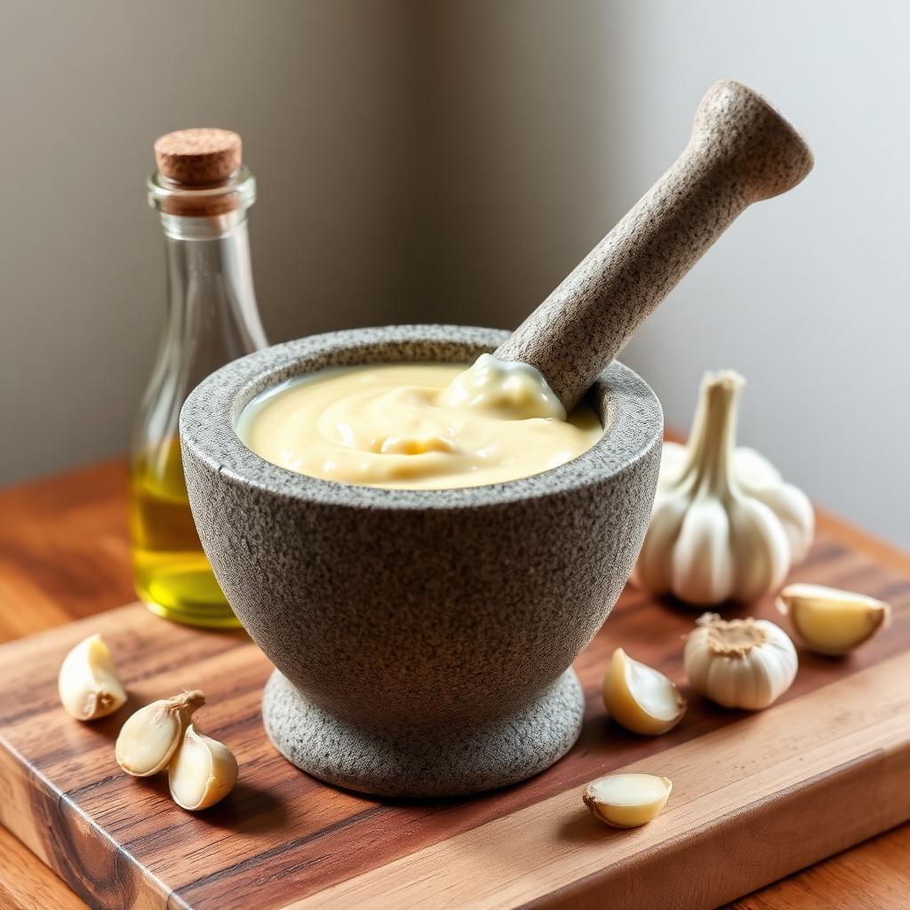 Article image for: How do I make real garlic aioli from scratch? - A professional photo related to food & drink