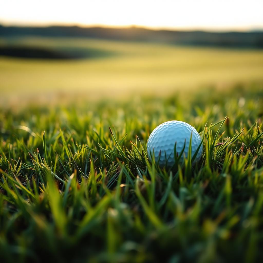 Bryson DeChambeau Make the Cut at the 2026 U.S. Open: A white golf ball sitting in tall green fescue rough on a links style golf course with a blurred fairway behind