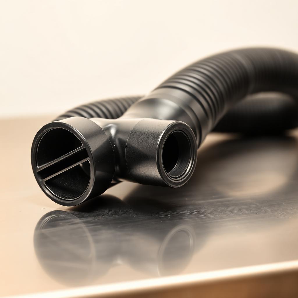 High velocity dog hair dryer flexible hose with flat slot nozzle attachment on a grooming table