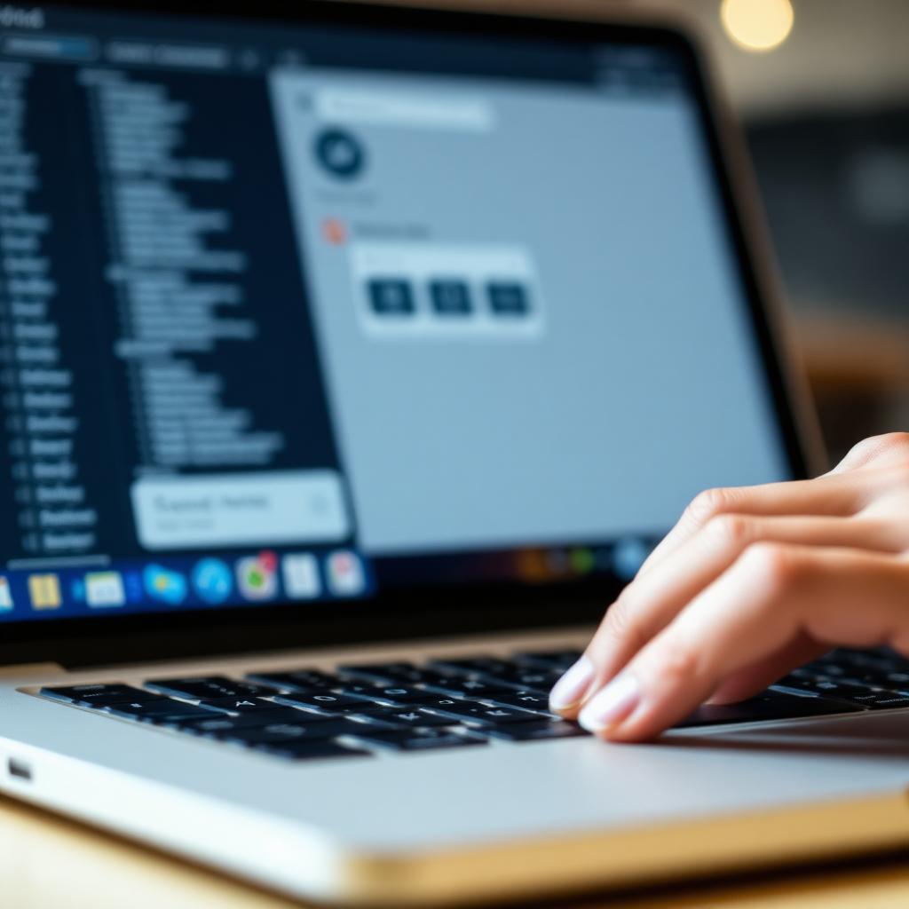 I Add a Signature in Gmail: Hand clicking a settings gear icon on a laptop screen