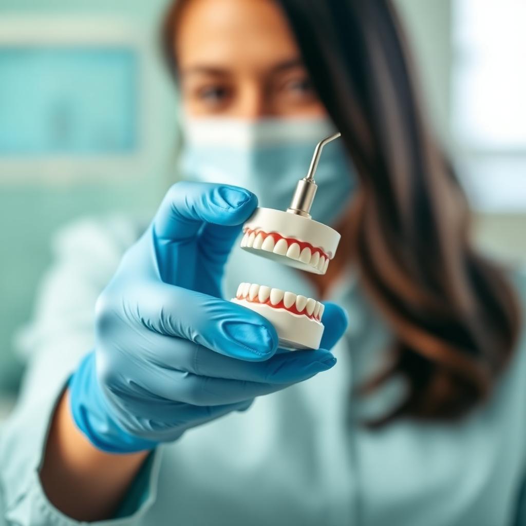 Dentistry student in blue gloves holding a teeth model and dental tool in a clinic, representing the 11 federally recognised professional degree fields affected by the new loan limits