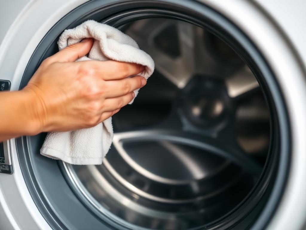 Cleaning the rubber door gasket of a front loading washing machine